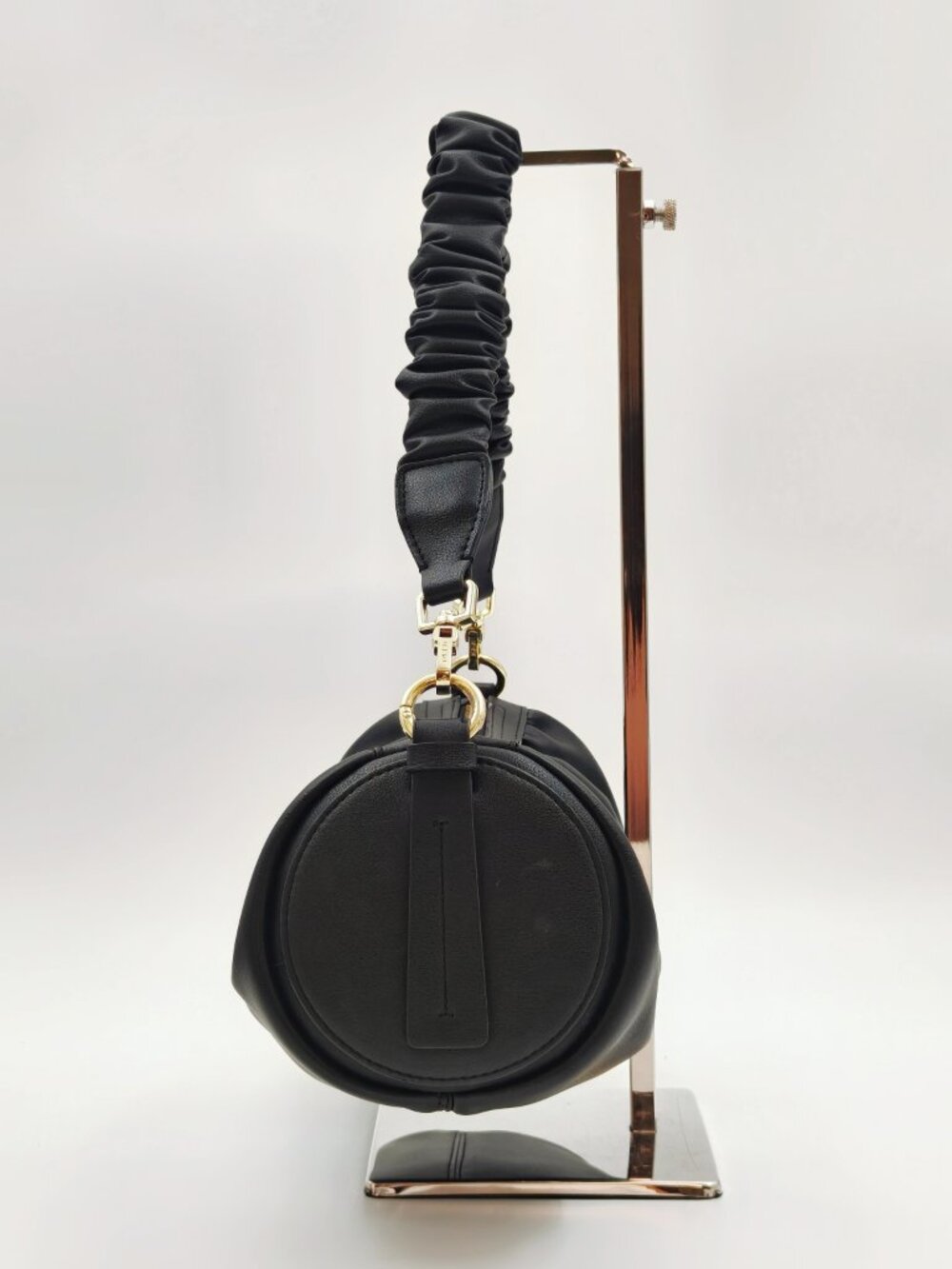 MANU Atelier Black Ruched Leather Shoulder Bag Gold Hardware - Picture 4 of 13